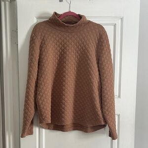 Jcrew Cozy Quilted Tan Turtleneck Sweater